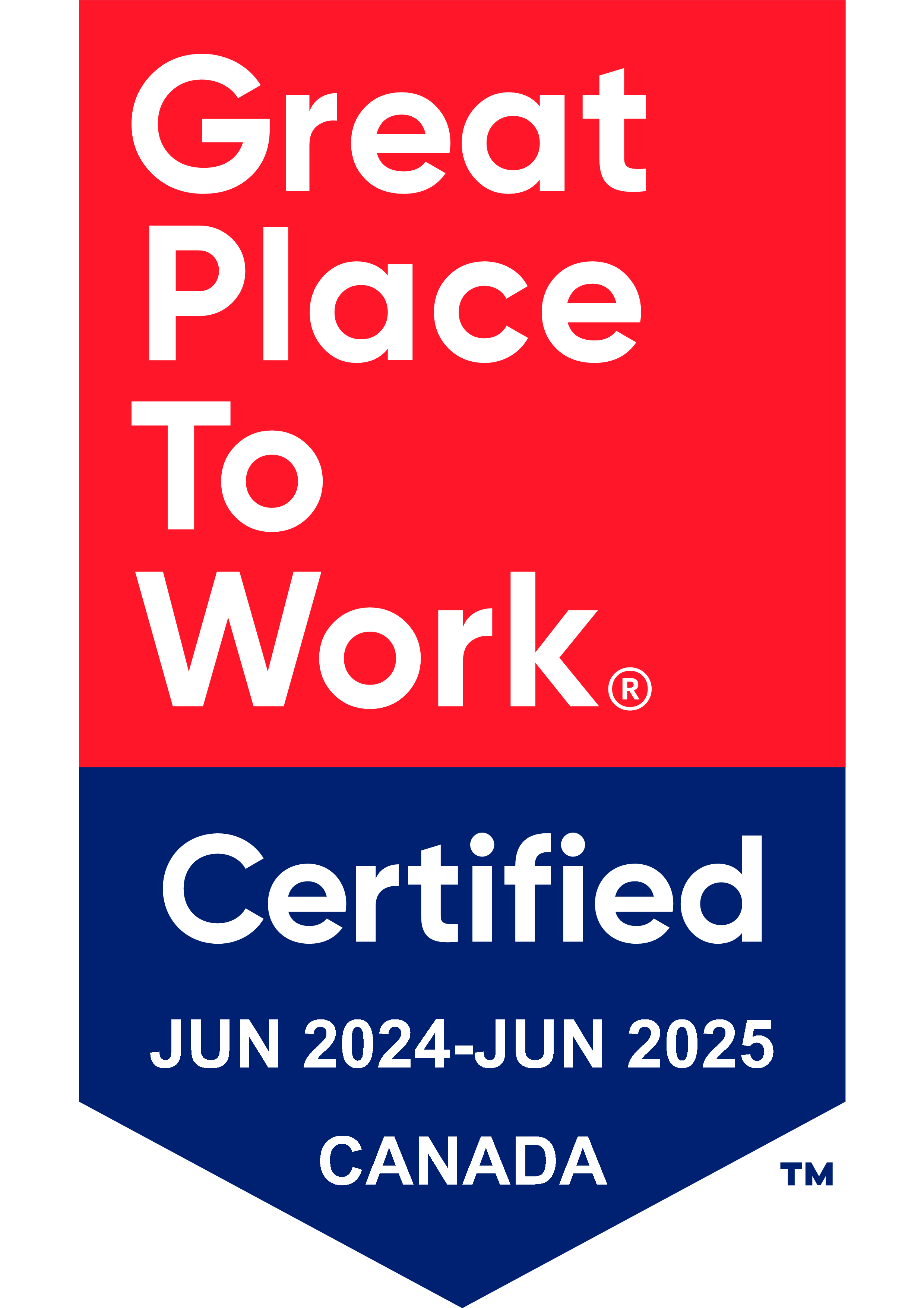 Great Place to Work Certified June 2024 - June 2025 Canada crest